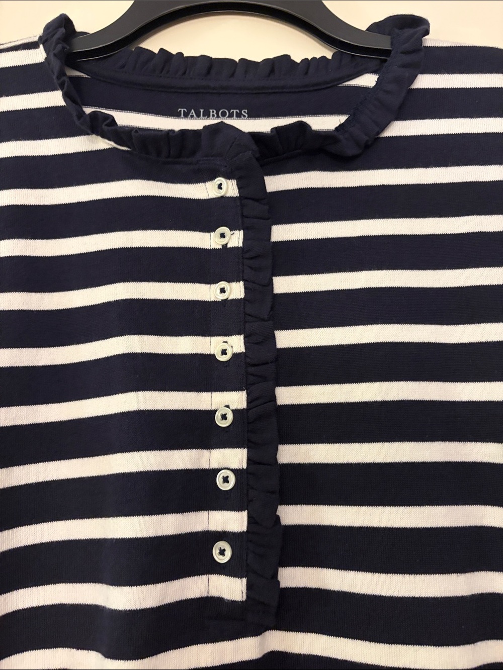 Talbots Women’s Navy & White Striped Cotton Top, size M - Picture 4 of 5